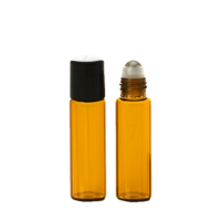 10ml Amber Thick Glass Roller Bottles Cap On and Cap Off