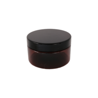 100g Amber PET Jar with black lid on