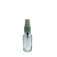 20ml clear glass bottle with white mister spray
